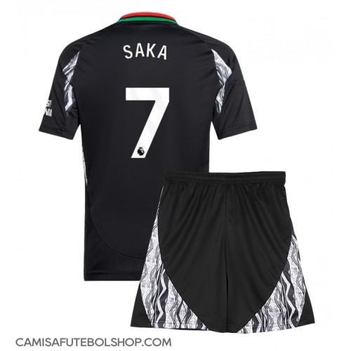 Camisa de time de futebol Arsenal Bukayo Saka #7 Replicas 2º Equipamento Infantil 2024-25 Manga Curta (+ Calças curtas)